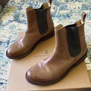 Brunello Cucinelli Leather Ankle Boots, Size EU 37.5